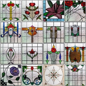 Custom-Sized 3D Matte Window Film - Stained Glass Decorative UV Window Sticker for Privacy and Frosted Static Cling Glass Decor