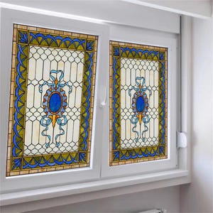 Static Cling Window Decor - Frosted Victorian-style, Stained Glass, Privacy Film, Curtain Alternative