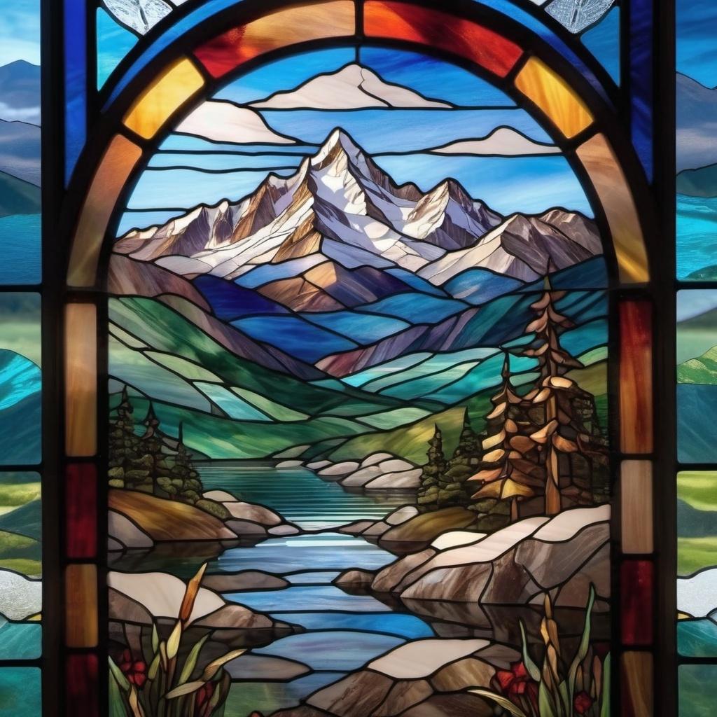 Custom Mountain Lake Stained Glass Window Film –alpine Scenic View ...