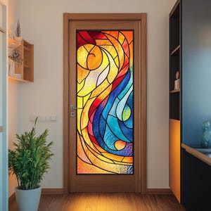 ステンドグラスウィンドウフィルム 複雑な花柄のプライバシー保護 フロストビニール 静電気でくっつく 取り外し可能 接着剤不要 UVカット 家庭やオフィス用