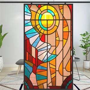 Abstract Geometric Privacy Window Film – Frosted Glass Stickers with Sun Blocking and Static Cling for Bathrooms