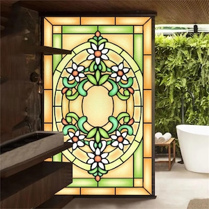 Custom European Vintage Style Privacy Window Film – Flower Frosted Glass Sticker with Static Cling