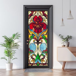 Victorian Style Stained Glass Window Decal - Custom Privacy Film for Doors & Glass Panels