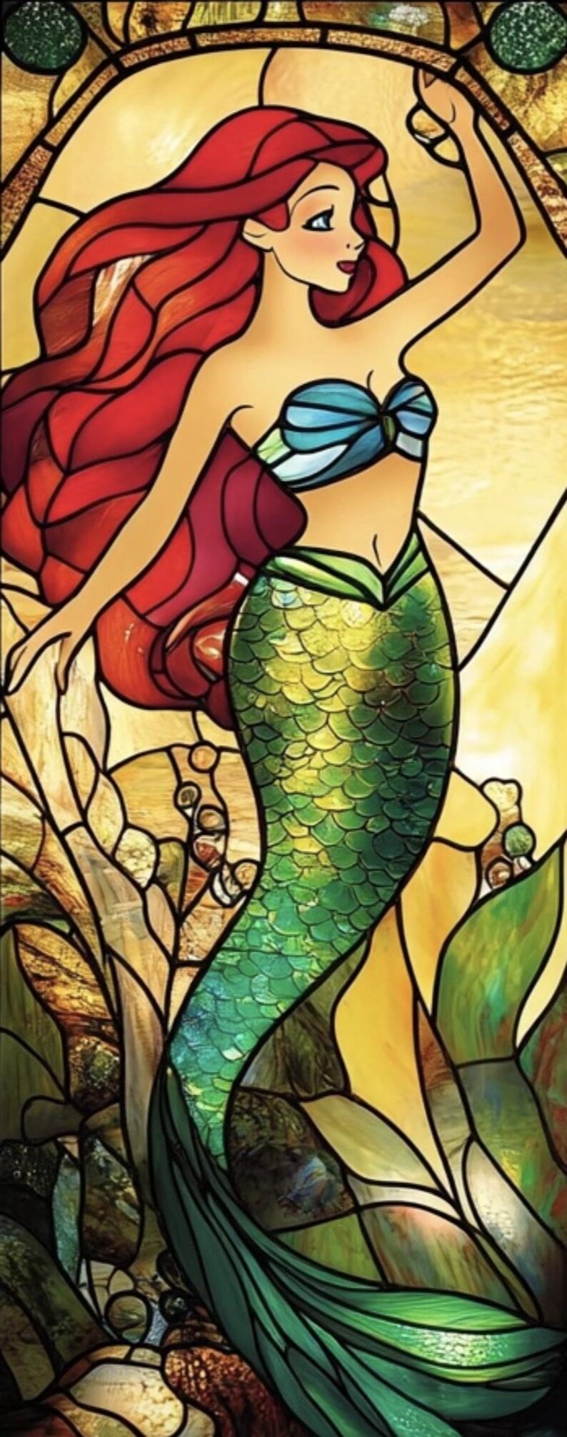 Mermaid Stained Glass Window Film - Custom Decorative Privacy Film, Non ...