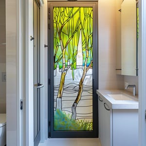 Custom Size Glass Films - Stained Glass Stickers, Frosted Privacy Print, Nature Themed Window Door Decor