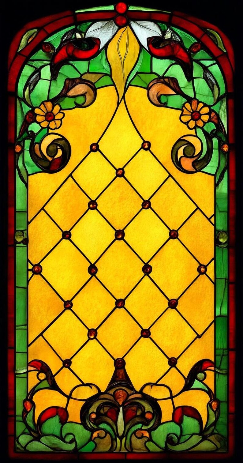 Custom Stained Glass Door Window Film – Vintage Floral Design in Amber ...