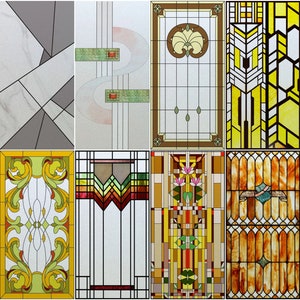 Custom Size Stained Glass Window Film Retro Painted Frosted Static Cling Vintage Colored Glass Films Sticker