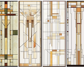 Custom Prairie Style Cross Design Window Privacy Film Static Cling Stained Glass Look Decor