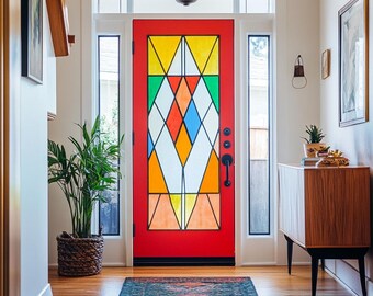 Pellicola per vetri colorati con motivo a onde artistiche, in vinile decorativo per la privacy, statica, senza adesivo, anti-UV, per ufficio e casa