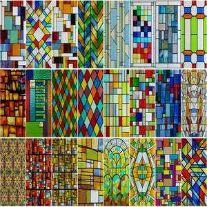 Customize Frosted Mosaic Window Film Stained Glass Privacy Protection No Glue Decorative Home Decor Sticker Bathroom Bedroom Kitchen
