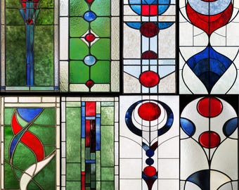 Custom Size Stained Glass Window Film - Privacy, Non-Adhesive, Frosted Design for Home or Church