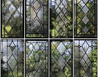 Diamond Pattern Stained Glass Window Film - Classic Decorative Privacy Film - Non-Adhesive Static Cling for Doors and Windows