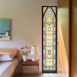 Customizable European Style Stained Glass Film – Frosted Privacy Static Cling for Office and Bathroom Windows