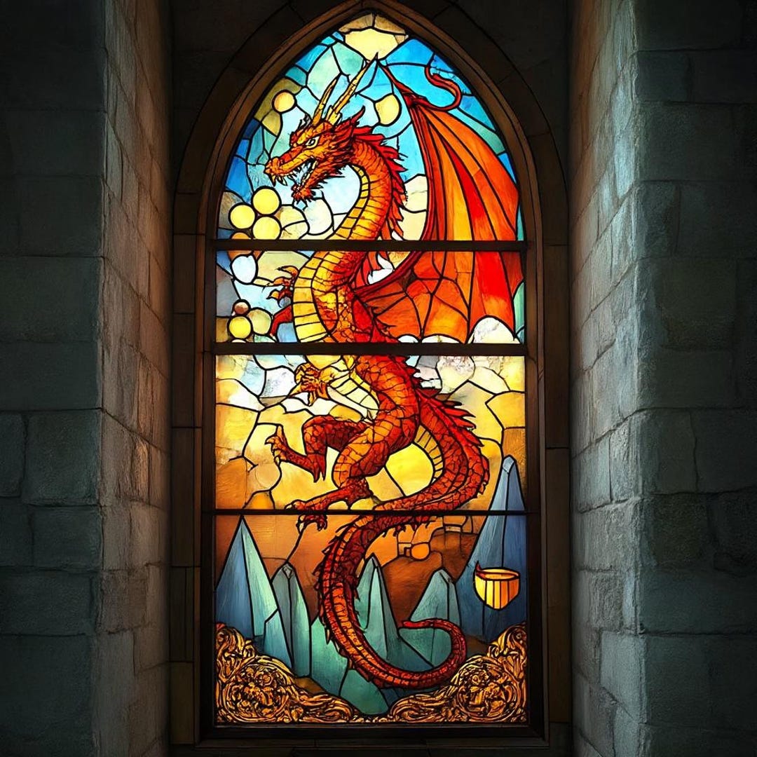 Dragon Stained Glass Window Film – Custom Gothic Fantasy Privacy ...