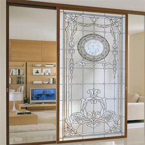 Custom Size European Style Frosted Privacy Window Film - Anti-UV Static Cling Glass Door Sticker, Glue-Free Installation
