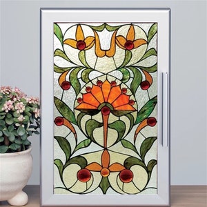 Custom Size Window Film Frosted Stained Glass Films Customized Art Decor Design Flower Static Cling Sticker,Home Decor Foil Window Treatment