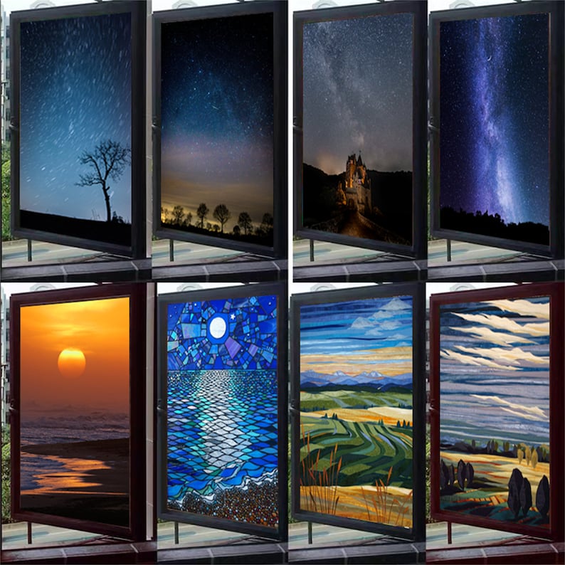 Stained Glass Window Film Frosted Glass Sticker Forest Etsy UK