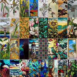 Customizable Frosted Stained Glass Window Films - Unique Art Decor Designs with Flower & Tree Motifs, Static Cling Stickers for Home Decor