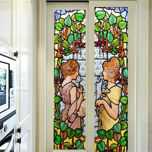 Window Film Stained Glass Films Custom Size  Frosted Privacy Retro Church Style Door Shower Bathroom Sticker