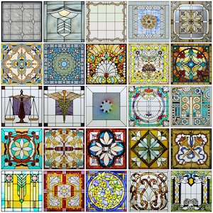 Custom Size Window Film Static Cling Removable Frosted Vintage Church Style for Bathroom Kitchen Skylight Stained Glass Film Window Decal