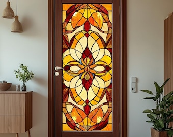 Decorative Stained Glass Window Film Contemporary Abstract Flow Design Privacy Frosted Vinyl Static Cling No Glue UV Protection for Windows