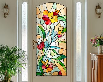 Stained Glass Window Film - Decorative Door Decal for Classic & Modern Interiors