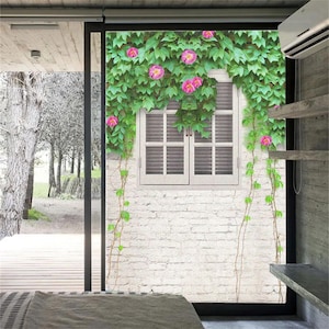 Morning Glory Privacy Window Film – Non-Adhesive Glass Sticker, Sun Protection and Heat Control for Home Windows