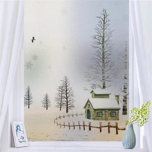 Tree Design Stained Glass Window Film – Custom Size Frosted Privacy Film, Static Cling for Kitchen and Bathroom Doors