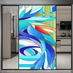 Church Style Privacy Window Film – Abstract Geometric Frosted Glass Sticker with Static Cling