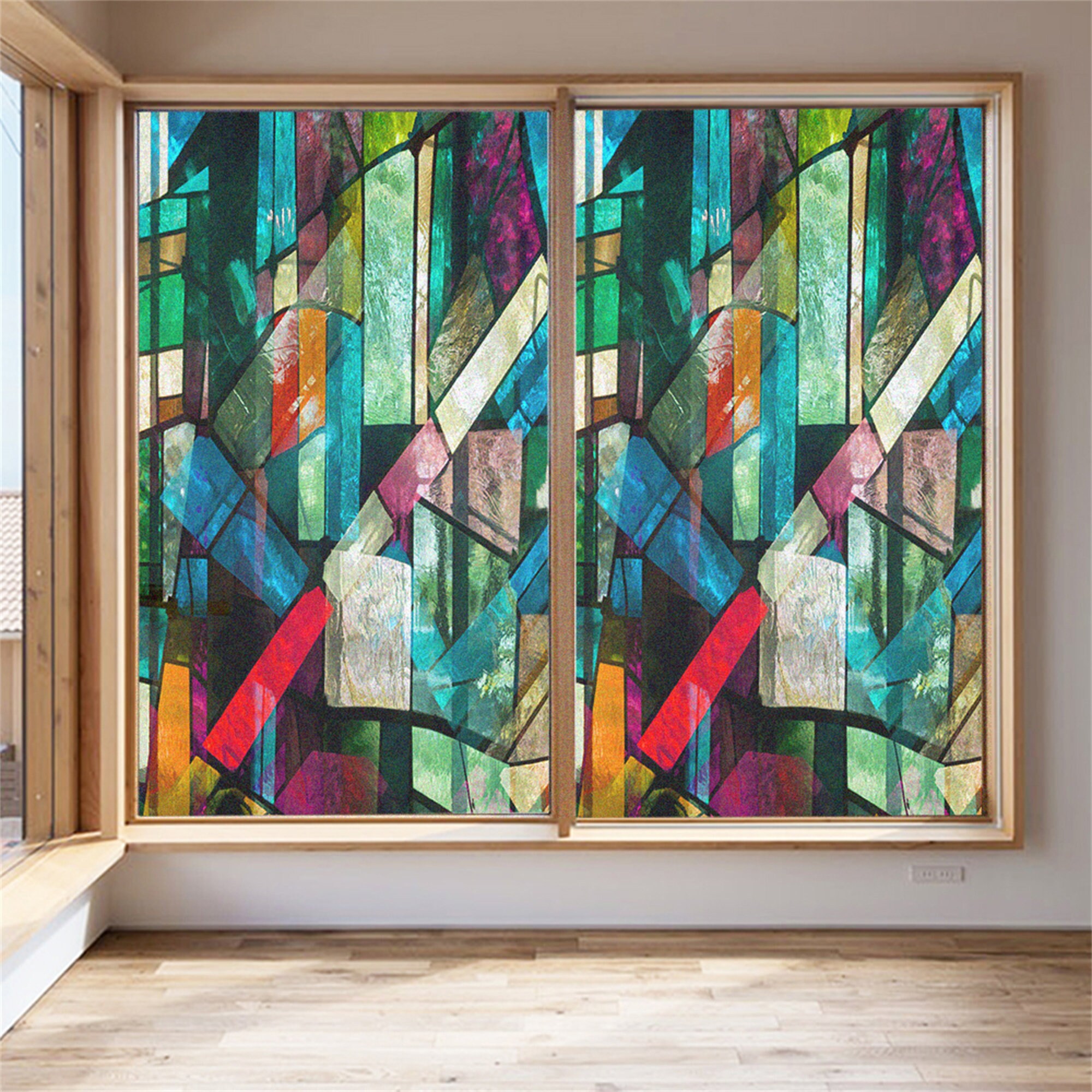 Frosted Stained Glass Window Film Custom Size Colorful Etsy
