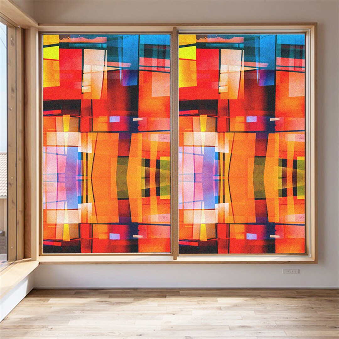 Frosted Stained Glass Window Film Custom Size Colorful Etsy