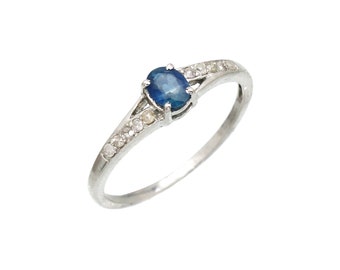 Natural Sapphire and Diamond Gemstone 92.5 Sterling Silver Ring US 4 - 12 Gift for Her