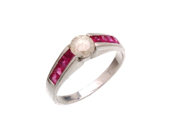 natural diamond and ruby gems stone 92.5% sterling silver stackable ring anniversary gift for her