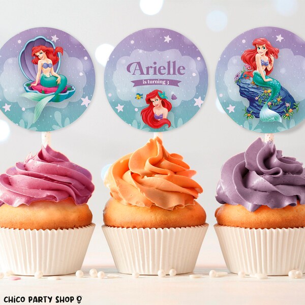 Ariel Cupcake Toppers - Etsy