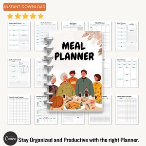 Minimalist Meal Planner Notebook, Food Diary Journal, Weekly Meal Organizer, Dietary Log, Kitchen Planner, Health Tracker