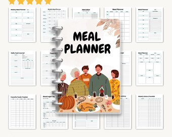 Minimalist Meal Planner Notebook, Food Diary Journal, Weekly Meal Organizer, Dietary Log, Kitchen Planner, Health Tracker