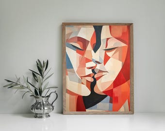 Abstract People Art, Female Abstract Art, Abstract Face Art, Mid Century Art, Abstract Wall Art, Minimalist Abstract Burnt Orange Prints