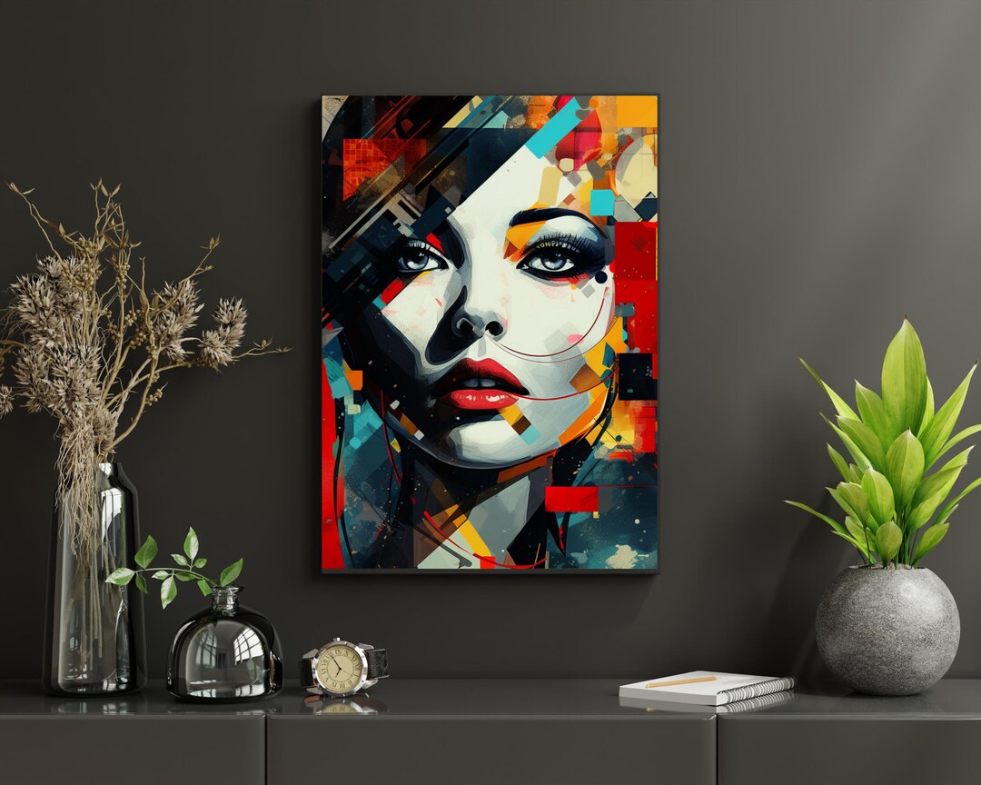 Colorful Woman Portrait Woman Face Wall Art, Print Girl Poster Home ...