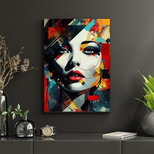 Colorful Woman Portrait Woman Face Wall Art, Print Girl Poster Home Decor, Painting Feminine Artwork, Gift for Her, Printable Art Pastel