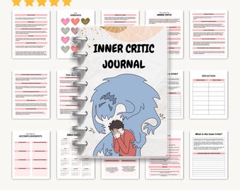 Inner Critic Journal for Self-Reflection, Positive Affirmations Notebook, Therapy Diary, Mindfulness Gift, Mental Health Workbook