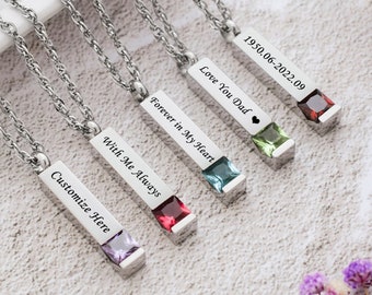 Personalized Cremation Jewelry for Ashes, Birthstone Memorial Ashes Necklace, Cube Urn Necklace for Ashes, Ashes Holder, Memorial Jewelry