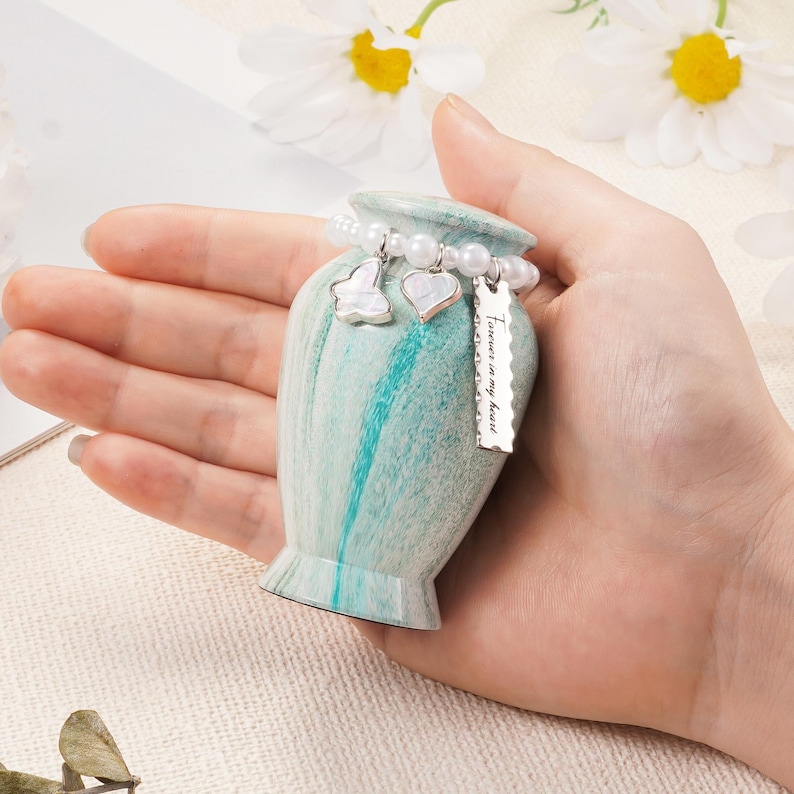 Personalized Small Memorial Cremation Urns for Human Ashes, Photo Customization 2.85Inches Mini Urns, Aluminum Keepsake Urns with Wing/Heart image 15
