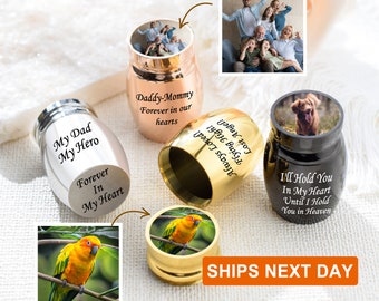 Photo Customization 1.85 Inches Mini Urn, Memorial Ashes Holder, Engraved Small Keepsake, Cremation Urns for Ashes, Personalized Small Urn