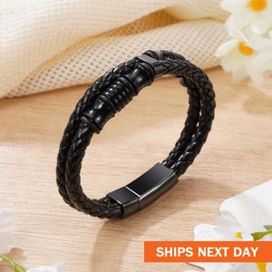 Personalized Genuine Leather Ash Bracelet for Men, Urn Bracelet for Ashes, Customized Cremation Bracelet for Ashes, Memorial Ashes Bangle