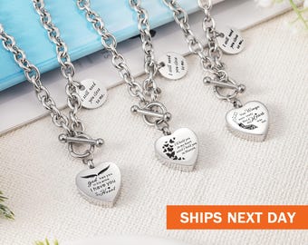 Personalized Heart Urn Necklace for Ashes,  Locket Cremation Jewelry, Ashes Holder, Customized Memorial Ashes Necklace for Women