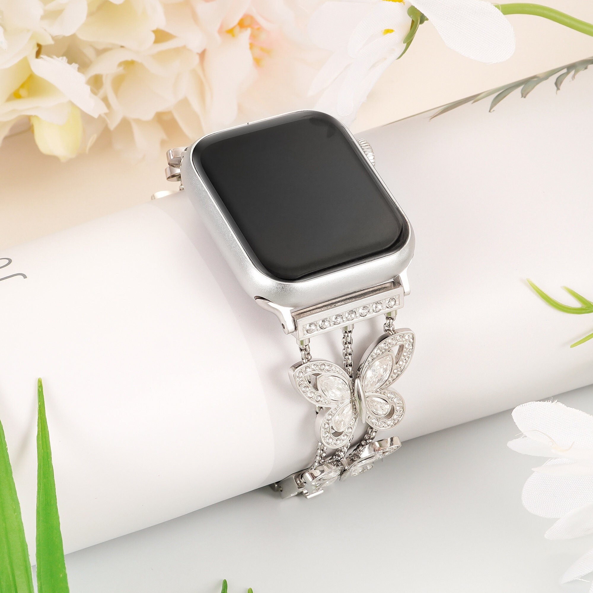 Butterfly Rhinestone Apple Watch Band, Bling Slim Strap for Women  display picture 1