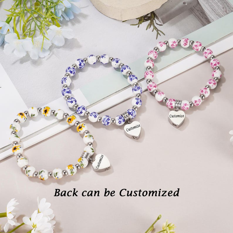 Personalized Urn Bracelet for Ashes, Heart Memorial Bracelet, Customized Cremation Jewelry, Ashes Holder Bangle, Ashes Bracelet for Women image 3