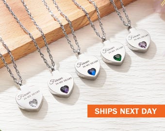 Crystal Cremation Urn Necklace for Ashes Keepsake Birthstone