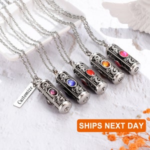 Crystal Cremation Urn Necklace for Ashes Keepsake Cremation Jewelry for Human Ashes Stainless Steel Memorial Pendant with Flower