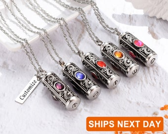 Crystal Cremation Urn Necklace for Ashes Keepsake Cremation Jewelry for Human Ashes Stainless Steel Memorial Pendant with Flower